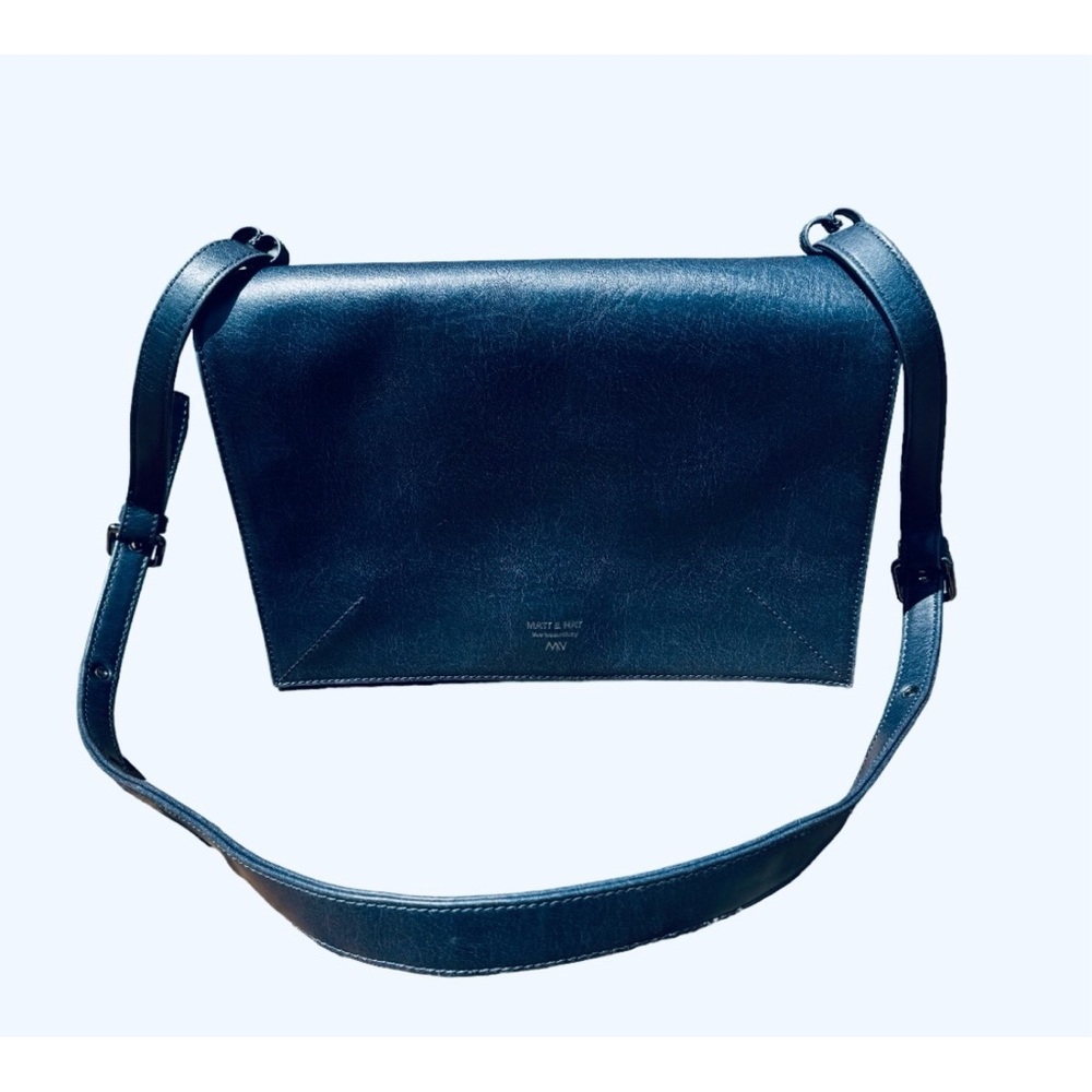 Matt and Nat Vegan Leather Navy Messenger Adjustable Stap Crossbody Purse